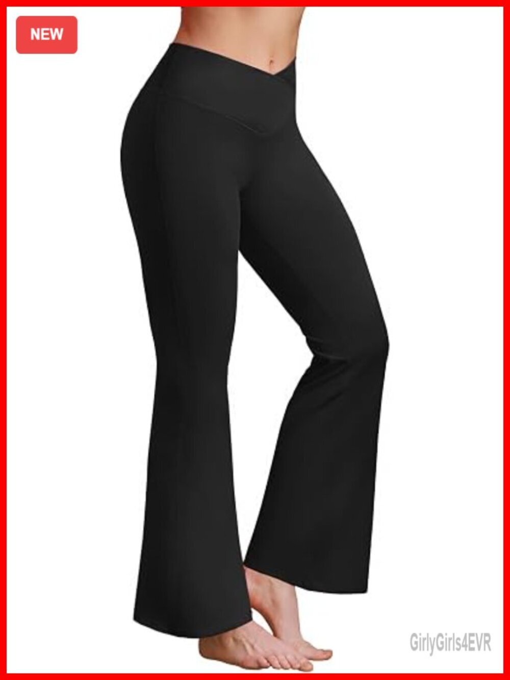 V Cross Over High Waisted Wide Leg Yoga Pants Bell Bottom Tummy Control